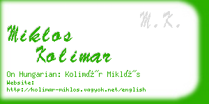 miklos kolimar business card